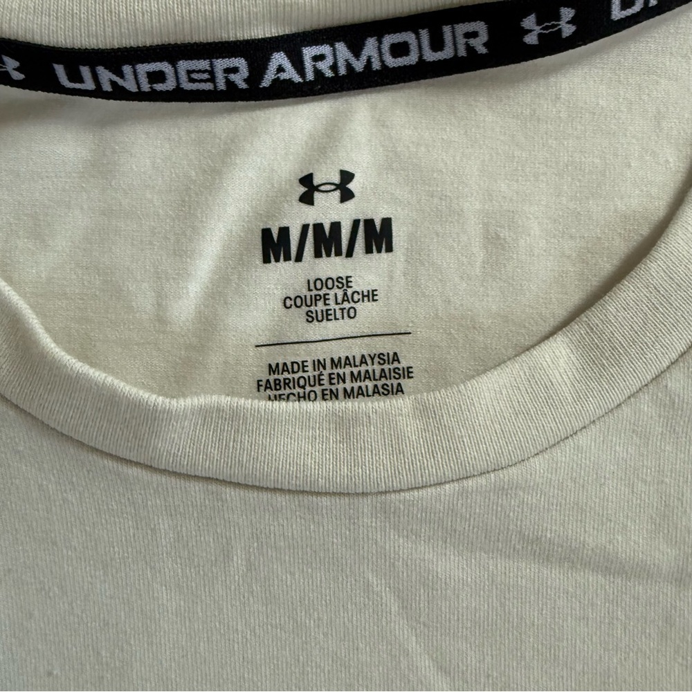 Under Armour Beige T-Shirt with Multicolor Logo Size M - Picture 5 of 6